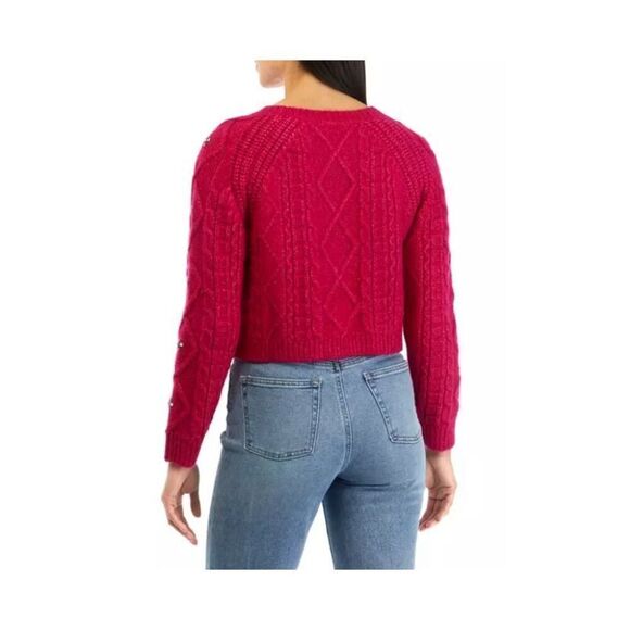 New ASTR the label Women's Madison Pullover Knit Sweater Pink Embellished M - Picture 8 of 9